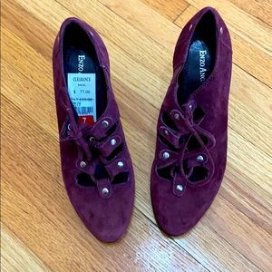 3 inch tie up suede maroon shoes. Liz Claiborne. Shoes.